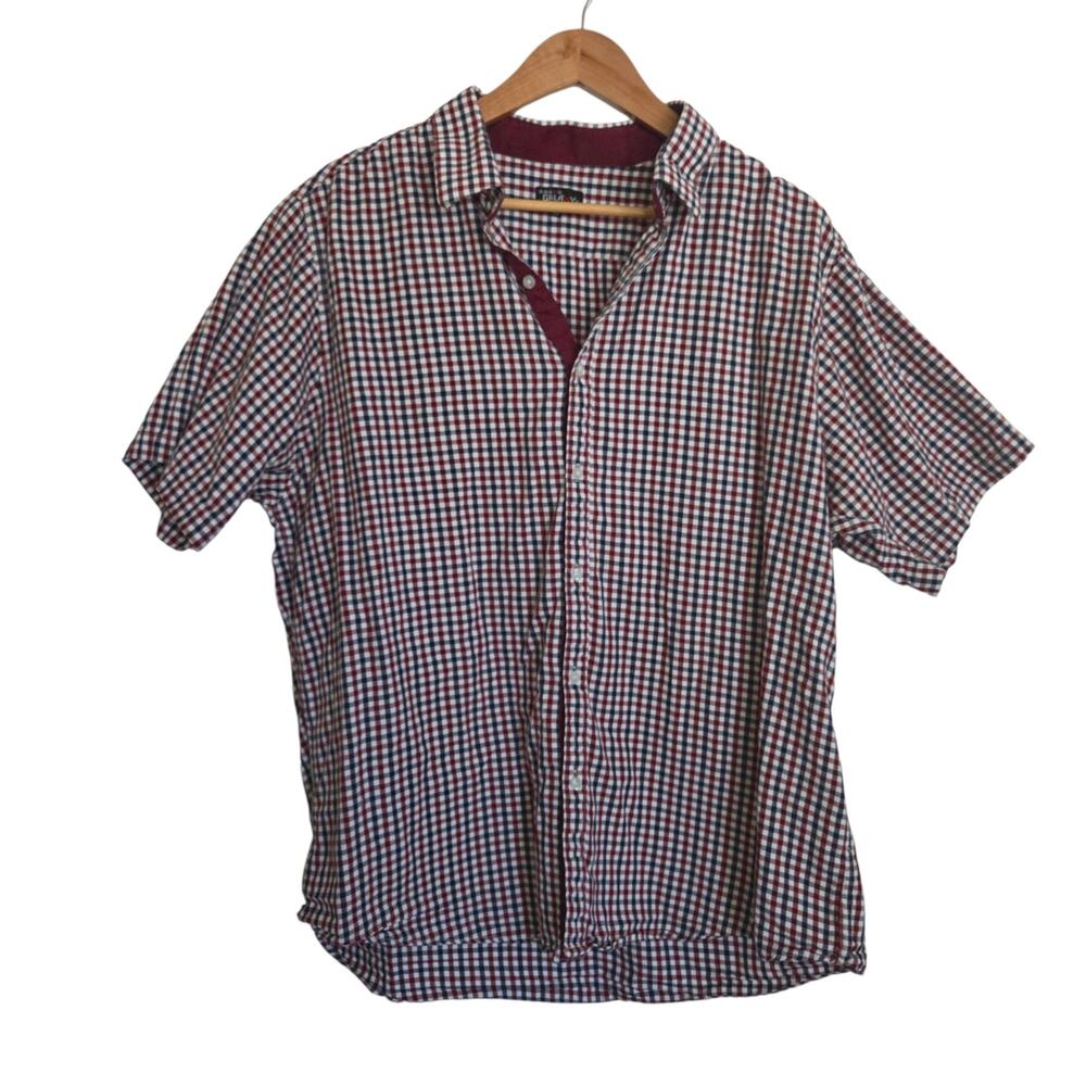 Galaxy by Harvic 2XL Checkered Plaid Button Up Short Sleeve Cotton Men's Shirt
